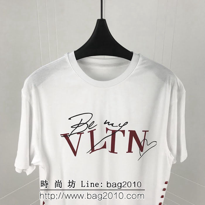 VALENTINO華倫天奴 19早春情人節限定 柳釘短袖T-shirt 雙股絲光棉面料 數碼印花工藝 高版本情侶款 ydi2014